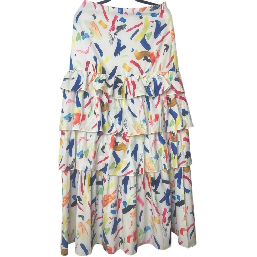 Colorful Abstract Off-Shoulder Crop and Layered Maxi Set, Size: Med - Picture 4 of 11